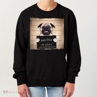 Bad Dog Funny Pug Prison Mug Shot Women's Sweatshirt thumb 0