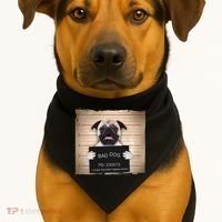 Bad Dog Funny Pug Prison Mug Shot USA-Made Doggie Bandana thumb 1