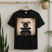 Bad Dog Funny Pug Prison Mug Shot T-Shirt thumb 2