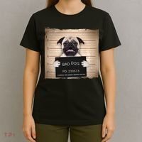 Bad Dog Funny Pug Prison Mug Shot T-Shirt thumb 4