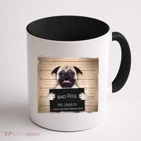 Bad Dog Funny Pug Prison Mug Shot Coffee Mug thumb 1