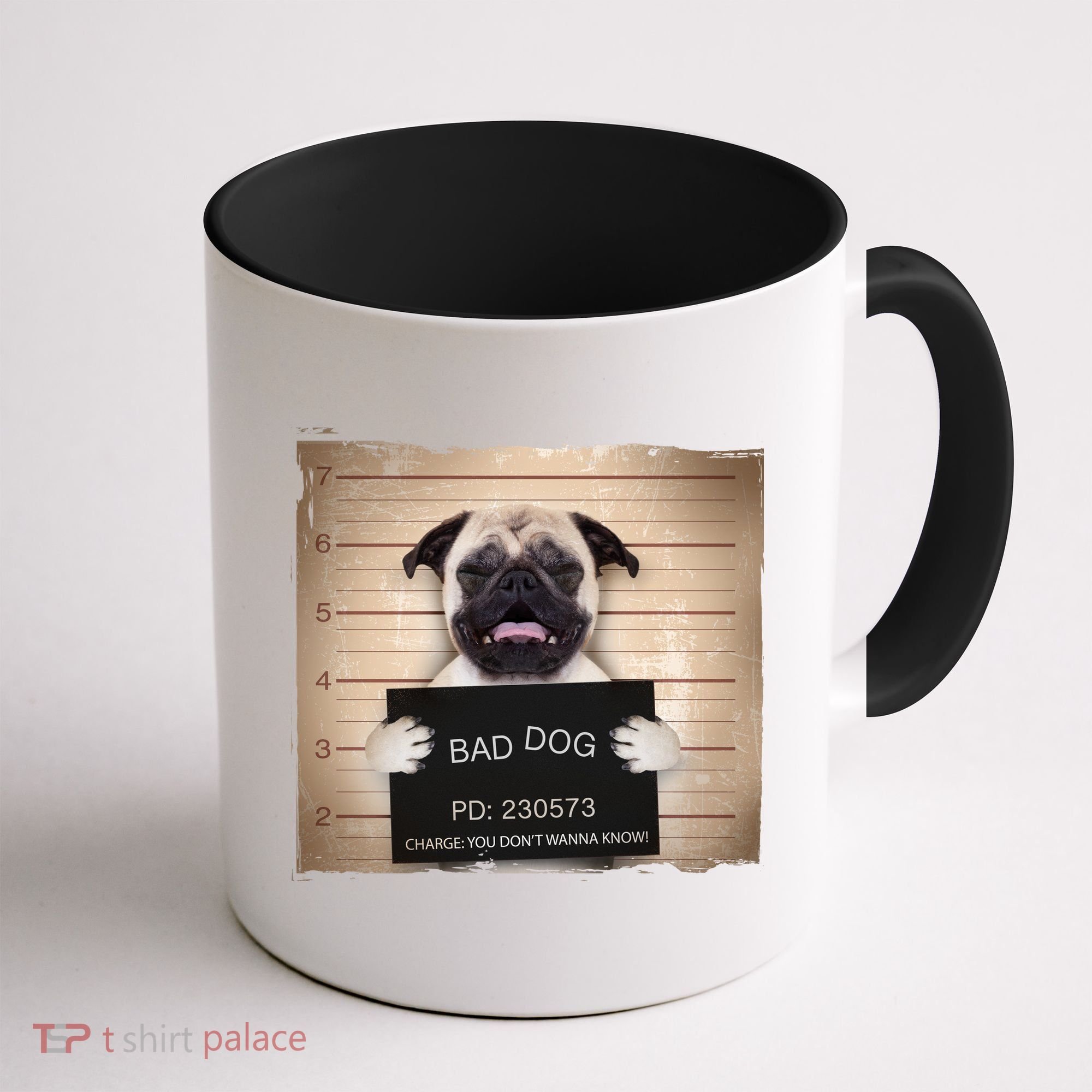 Bad Dog Funny Pug Prison Mug Shot Coffee Mug