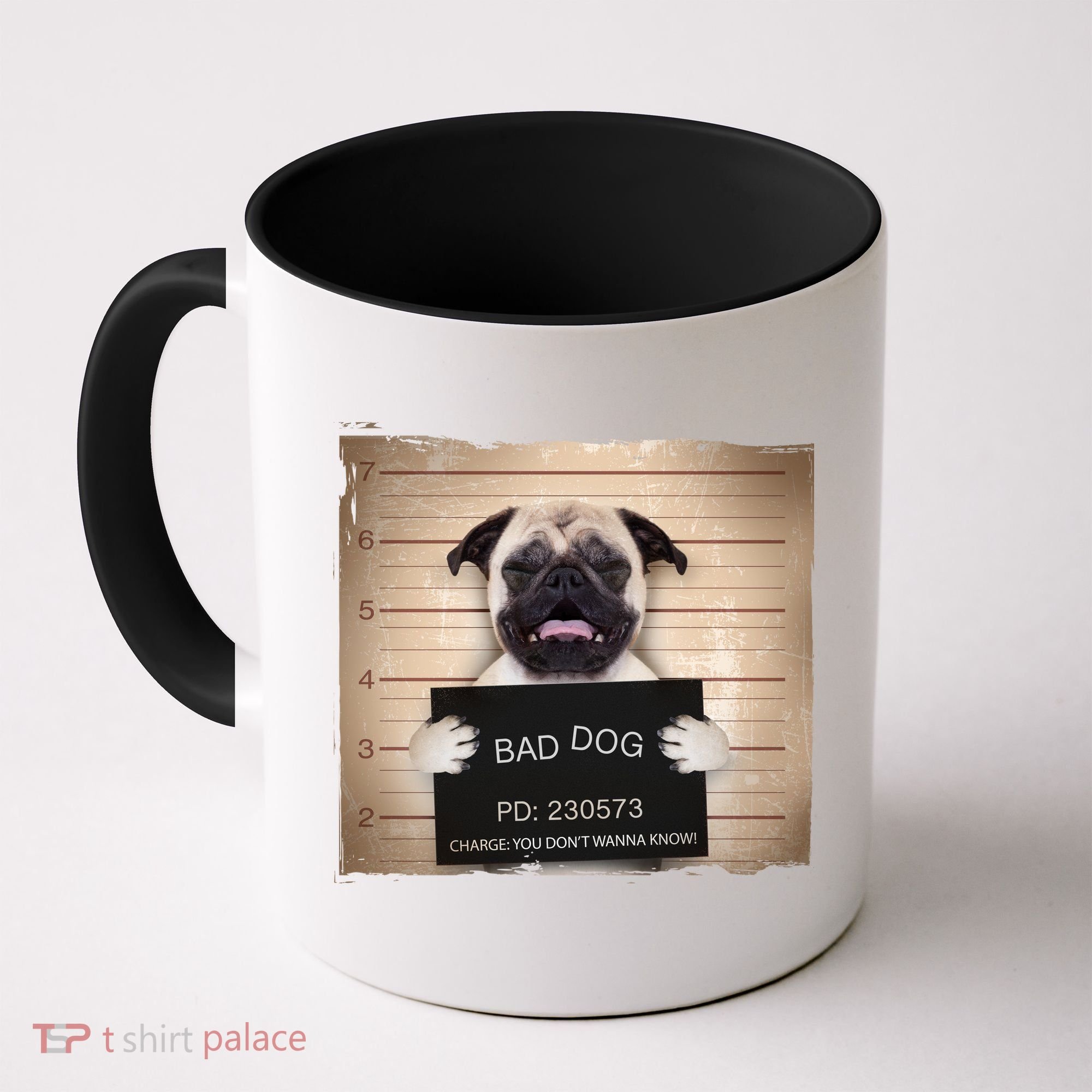 Bad Dog Funny Pug Prison Mug Shot Coffee Mug