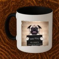 Bad Dog Funny Pug Prison Mug Shot Coffee Mug thumb 2