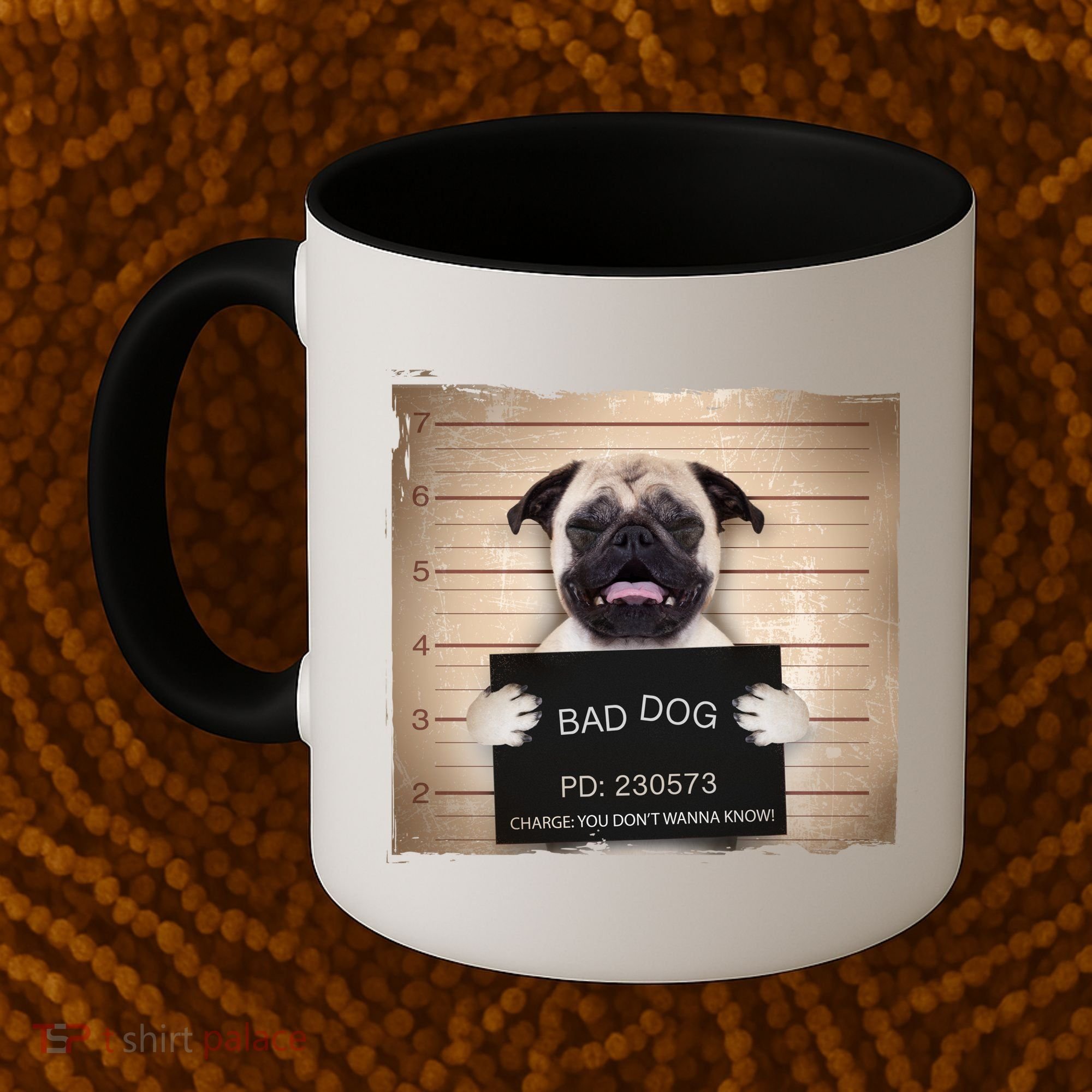 Bad Dog Funny Pug Prison Mug Shot Coffee Mug