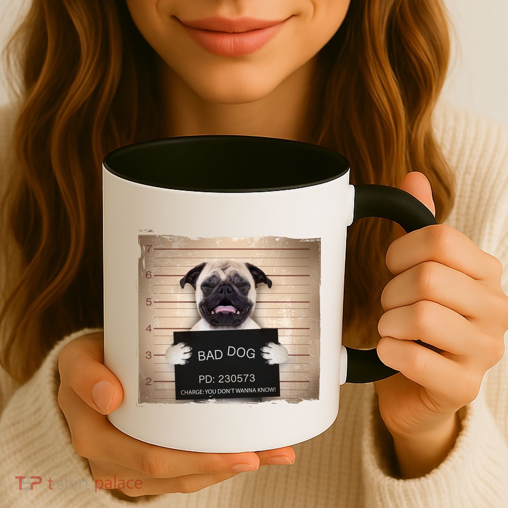 Bad Dog Funny Pug Prison Mug Shot Coffee Mug
