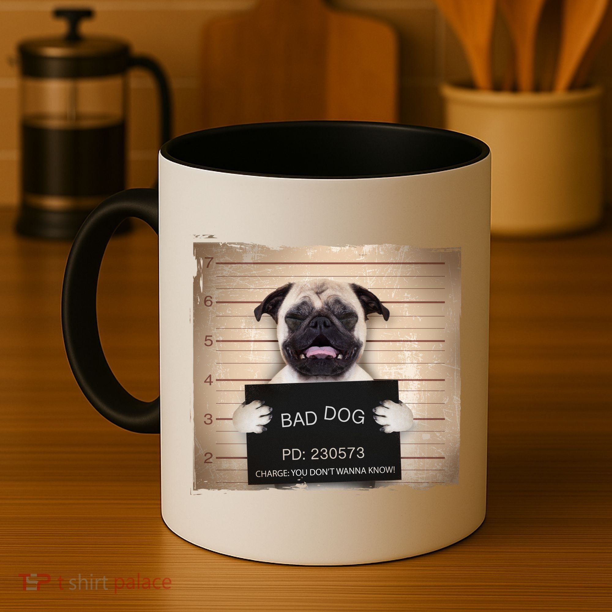 Bad Dog Funny Pug Prison Mug Shot Coffee Mug