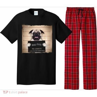 Bad Dog Funny Pug Prison Mug Shot Pajama Set
