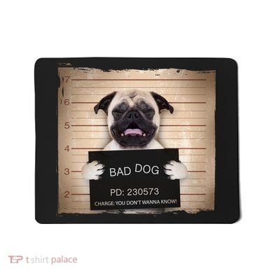 Bad Dog Funny Pug Prison Mug Shot Mousepad