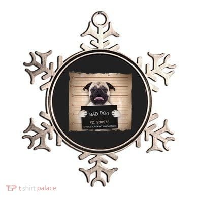 Bad Dog Funny Pug Prison Mug Shot Ornament