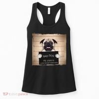 Bad Dog Funny Pug Prison Mug Shot Women's Tank Top thumb 0