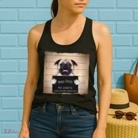 Bad Dog Funny Pug Prison Mug Shot Women's Tank Top thumb 2