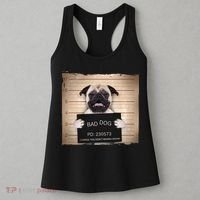 Bad Dog Funny Pug Prison Mug Shot Women's Tank Top thumb 3