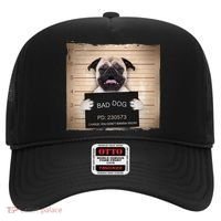 Bad Dog Funny Pug Prison Mug Shot Hat thumb 0