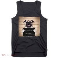 Bad Dog Funny Pug Prison Mug Shot Tank Top thumb 0
