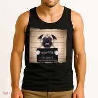 Bad Dog Funny Pug Prison Mug Shot Tank Top thumb 3