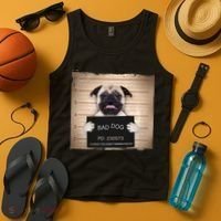 Bad Dog Funny Pug Prison Mug Shot Tank Top thumb 4
