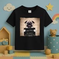 Bad Dog Funny Pug Prison Mug Shot Toddler T-Shirt thumb 3