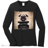 Bad Dog Funny Pug Prison Mug Shot Women's Long Sleeve Shirt thumb 0