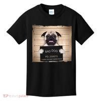 Bad Dog Funny Pug Prison Mug Shot Kids T-Shirt thumb 0