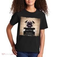 Bad Dog Funny Pug Prison Mug Shot Kids T-Shirt thumb 2
