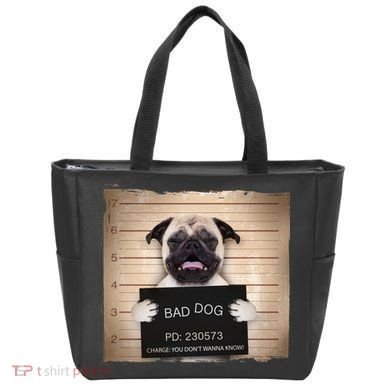Bad Dog Funny Pug Prison Mug Shot Tote Bag