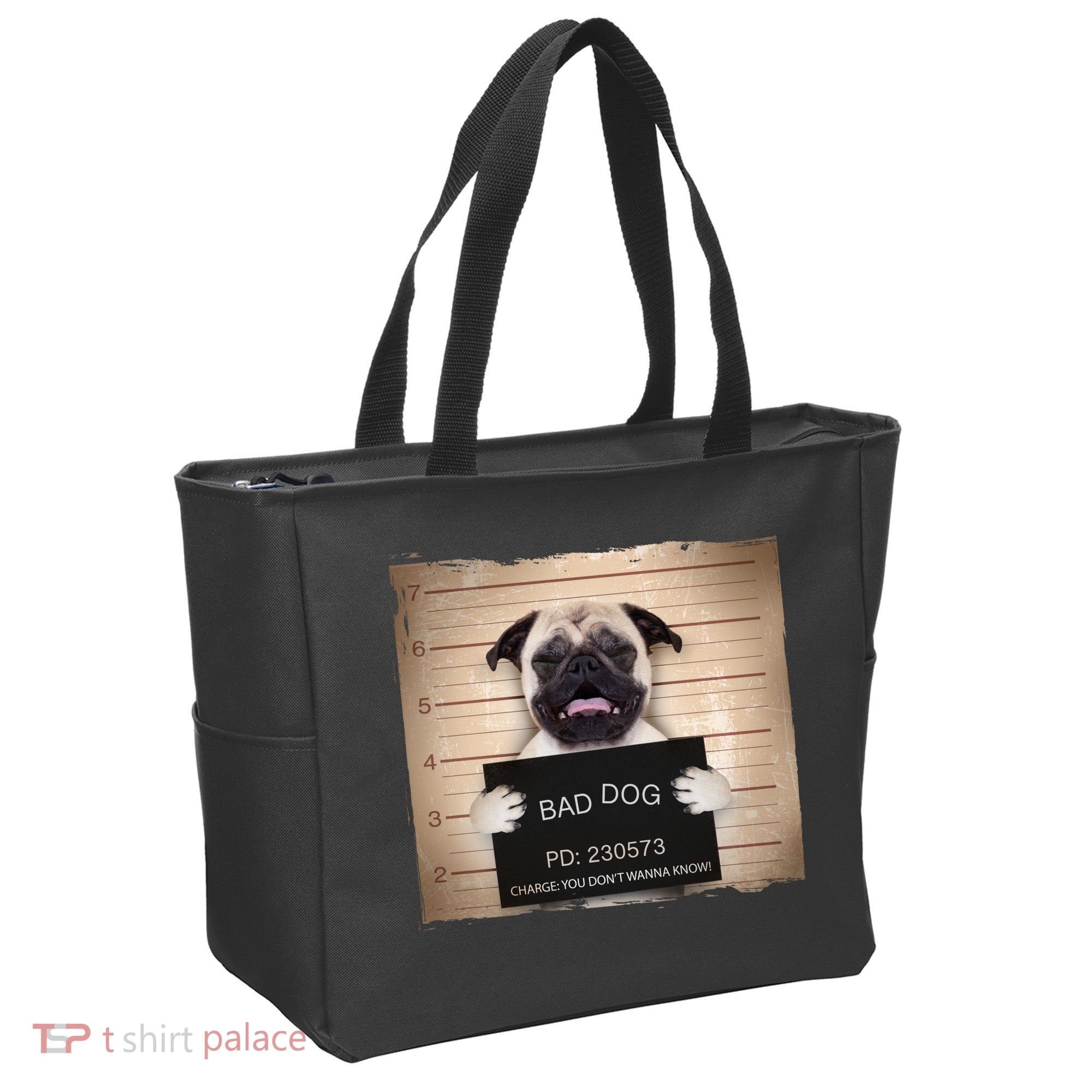 Bad Dog Funny Pug Prison Mug Shot Tote Bag
