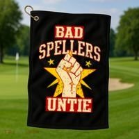 Bad Spellers Untie (Unite) Golf Towel thumb 1