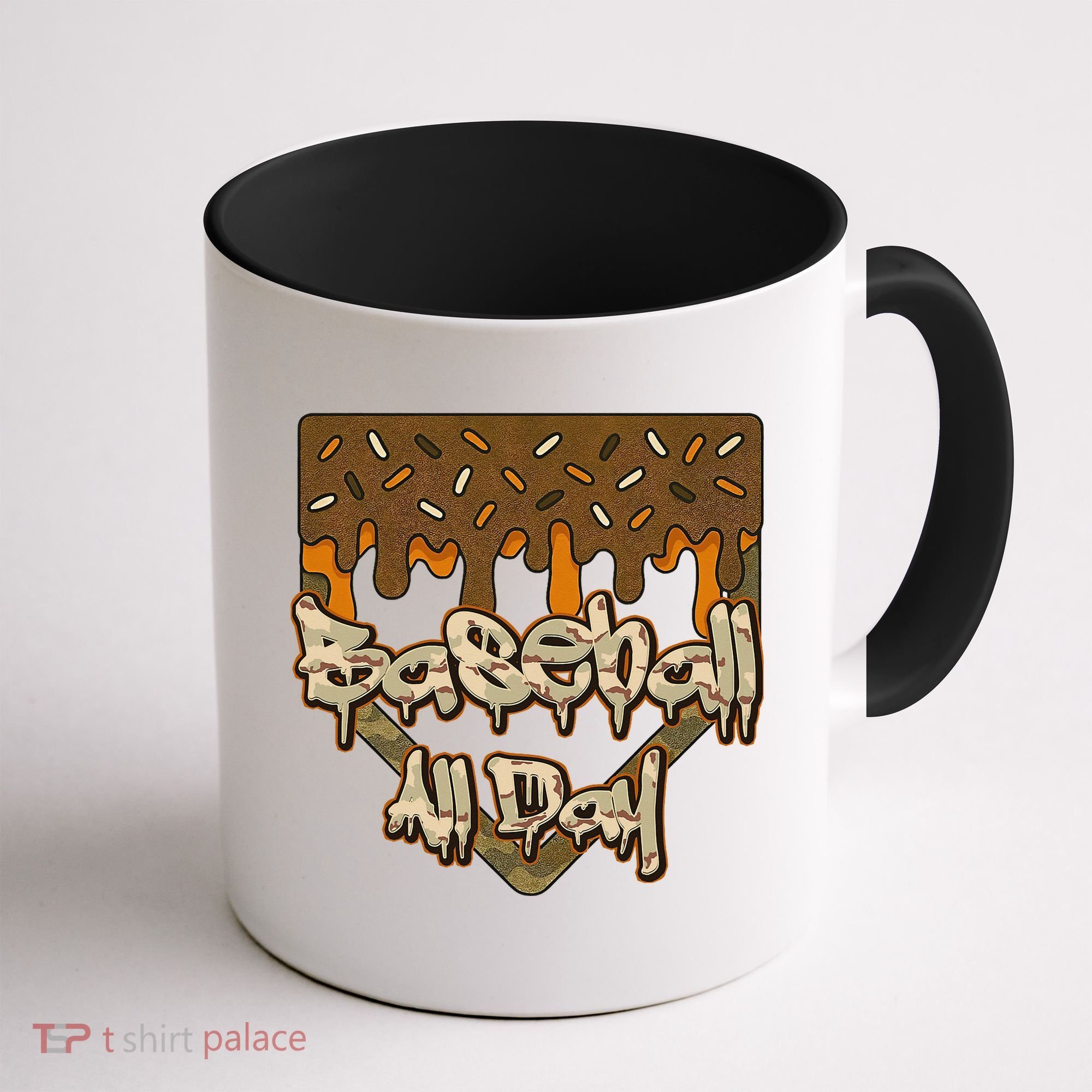 Baseball All Day Drip Camo Home Plate Ice Cream Coffee Mug
