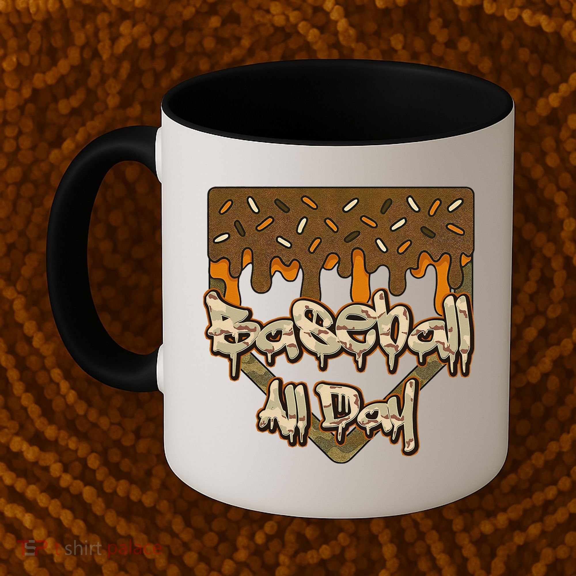 Baseball All Day Drip Camo Home Plate Ice Cream Coffee Mug