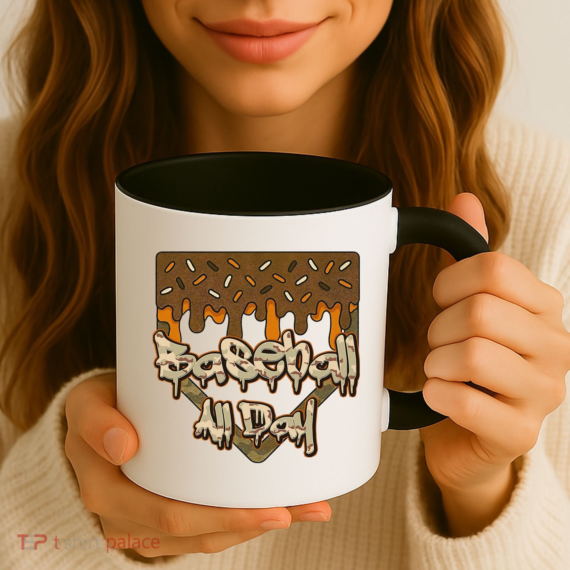 Baseball All Day Drip Camo Home Plate Ice Cream Coffee Mug