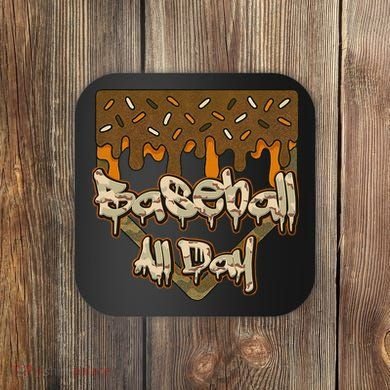 Baseball All Day Drip Camo Home Plate Ice Cream Coaster