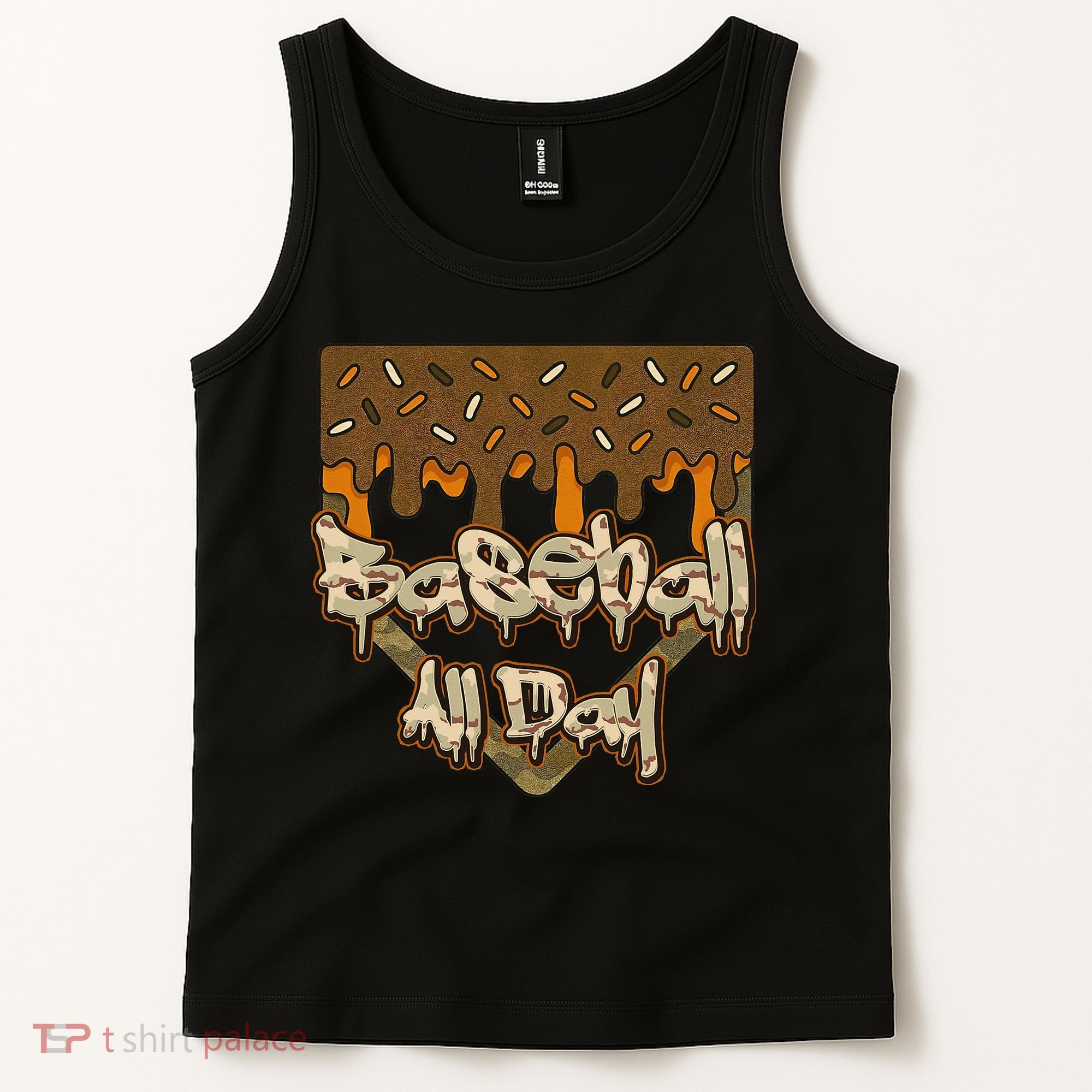 Baseball All Day Drip Camo Home Plate Ice Cream Tank Top