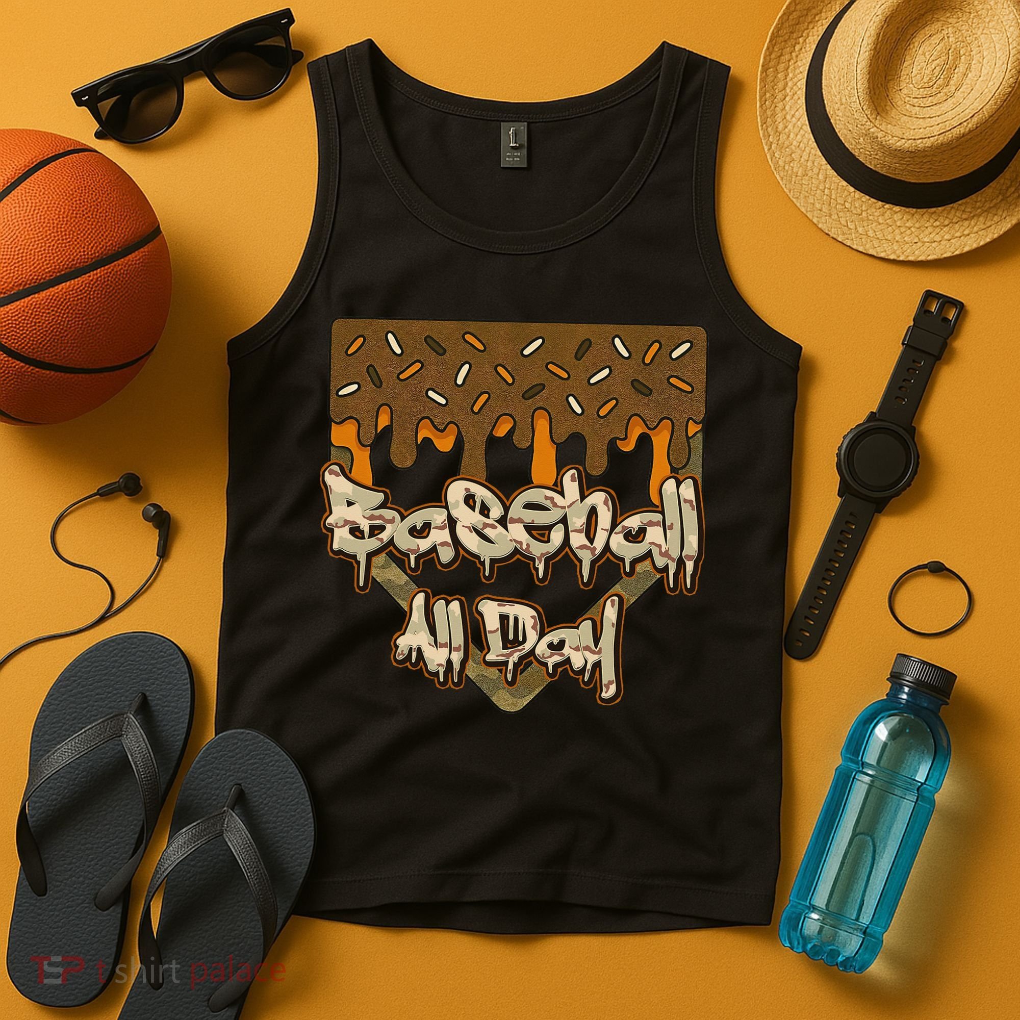 Baseball All Day Drip Camo Home Plate Ice Cream Tank Top