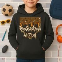 Baseball All Day Drip Camo Home Plate Ice Cream Kids Hoodie thumb 2