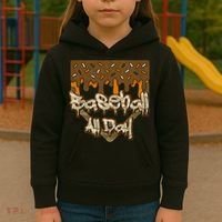 Baseball All Day Drip Camo Home Plate Ice Cream Kids Hoodie thumb 3