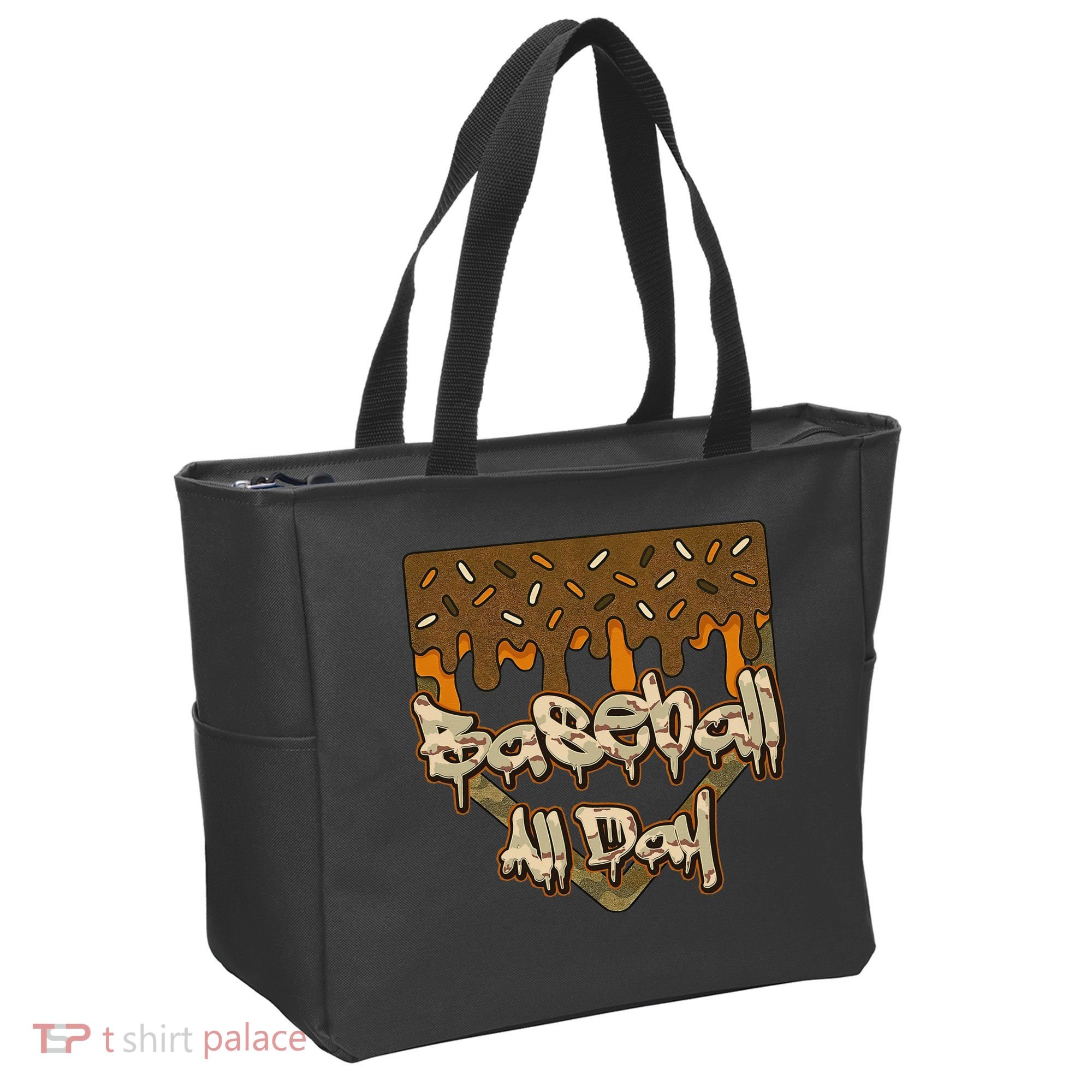 Baseball All Day Drip Camo Home Plate Ice Cream Tote Bag