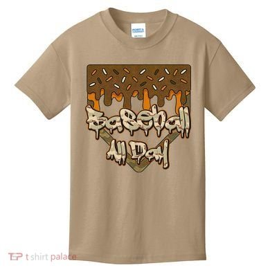 Baseball All Day Drip Camo Home Plate Ice Cream Kids T-Shirt
