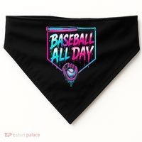 Baseball All Day Ice Cream Dripping Drip USA-Made Doggie Bandana thumb 0