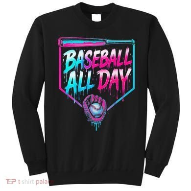Baseball All Day Ice Cream Dripping Drip Sweatshirt