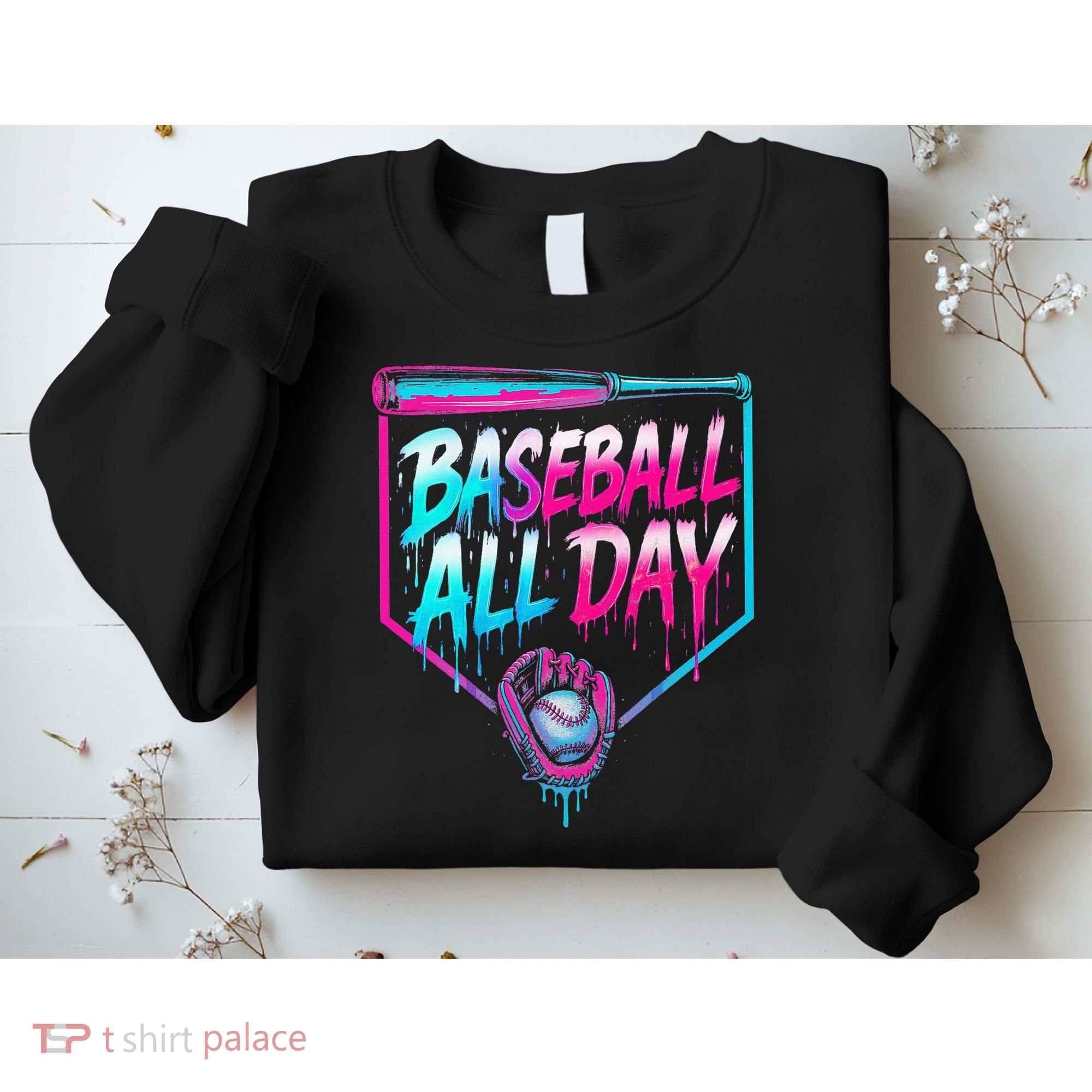 Baseball All Day Ice Cream Dripping Drip Sweatshirt
