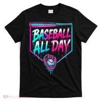 Baseball All Day Ice Cream Dripping Drip T-Shirt thumb 0