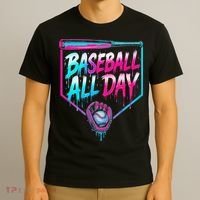 Baseball All Day Ice Cream Dripping Drip T-Shirt thumb 3