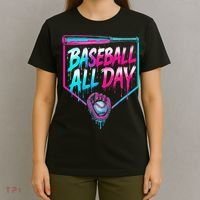 Baseball All Day Ice Cream Dripping Drip T-Shirt thumb 4