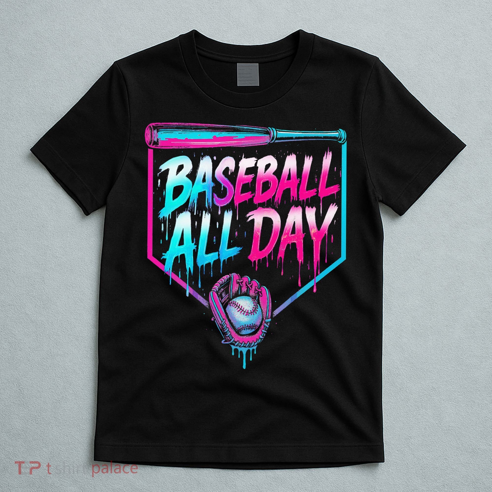Baseball All Day Ice Cream Dripping Drip T-Shirt