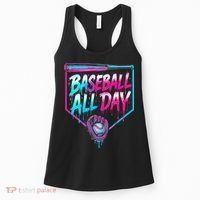 Baseball All Day Ice Cream Dripping Drip Women's Tank Top thumb 0