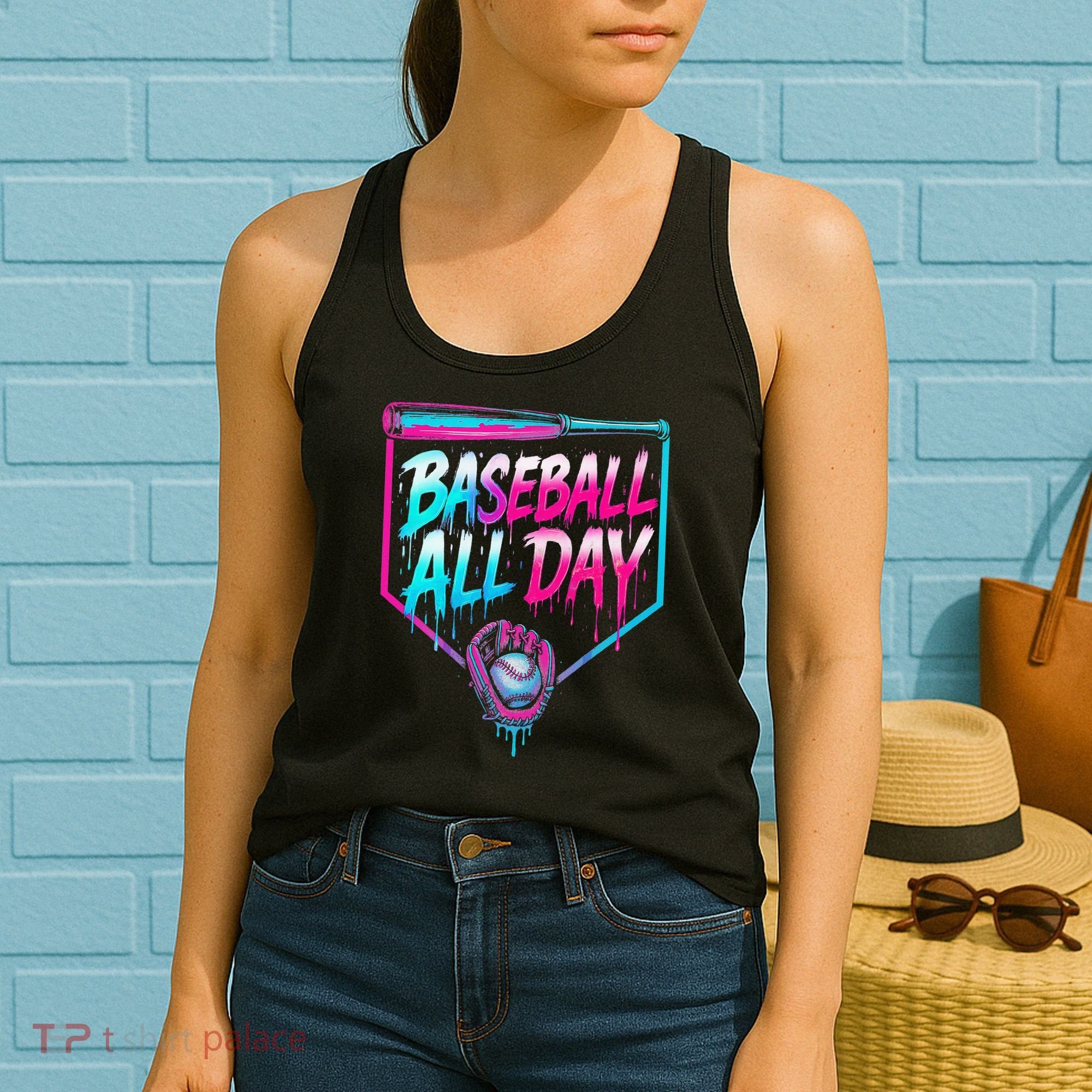 Baseball All Day Ice Cream Dripping Drip Women's Tank Top