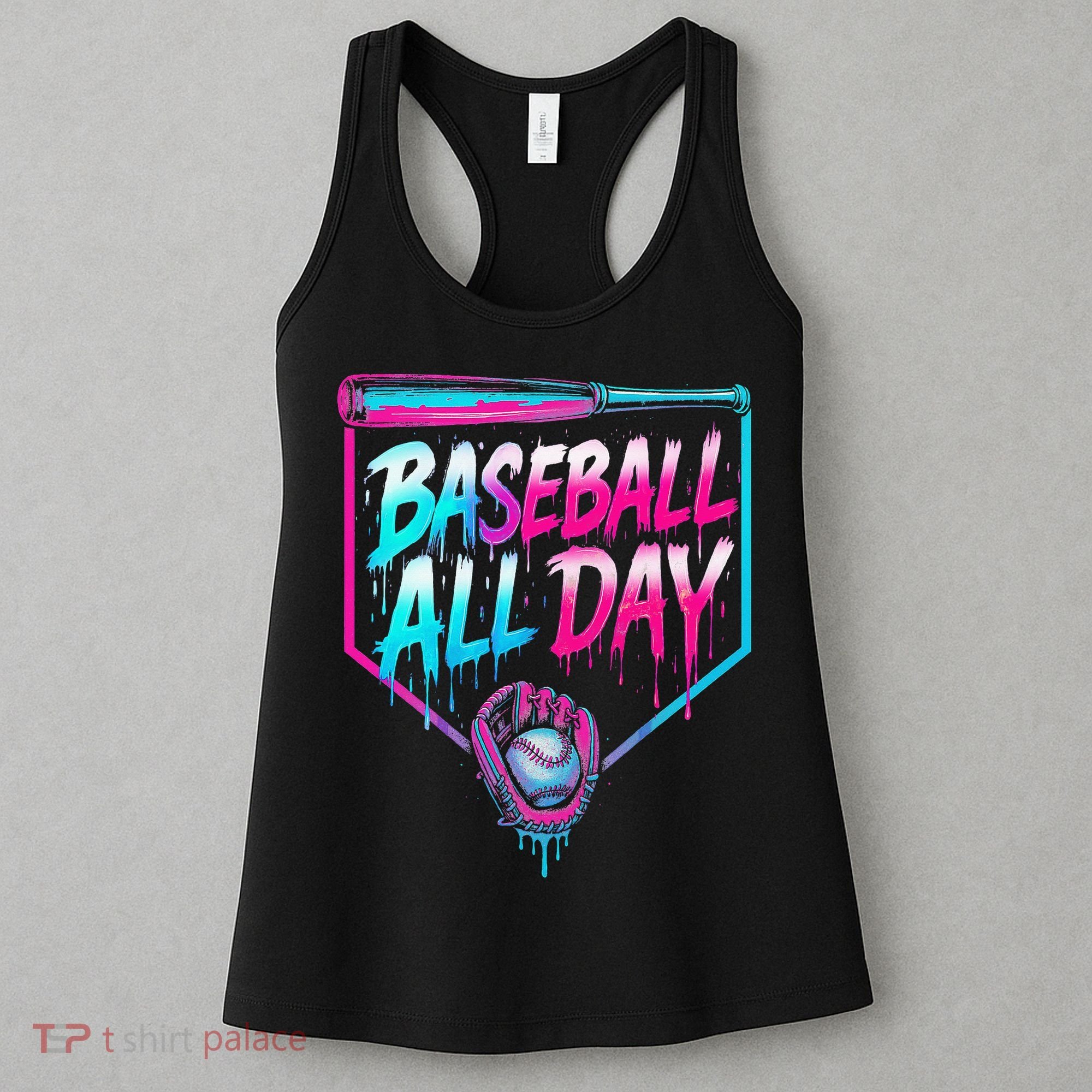 Baseball All Day Ice Cream Dripping Drip Women's Tank Top