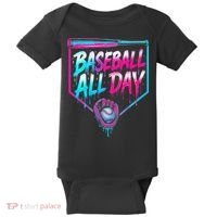 Baseball All Day Ice Cream Dripping Drip Baby Bodysuit thumb 0