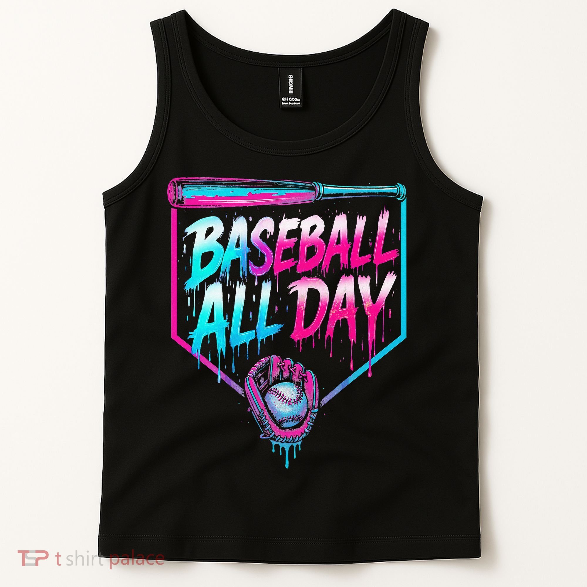 Baseball All Day Ice Cream Dripping Drip Tank Top